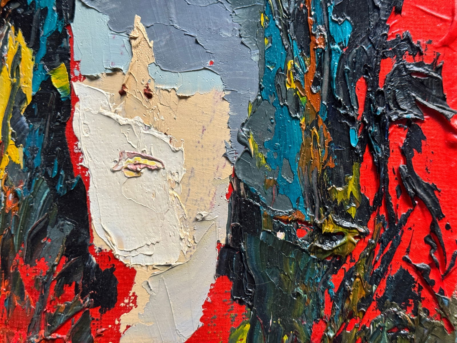 Abstract Oil painting with frame Female portrait K. Leonid - 7