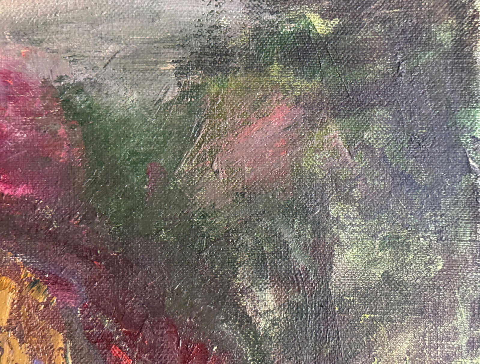 Abstract Oil painting with frame red hat K. Leonid - 10