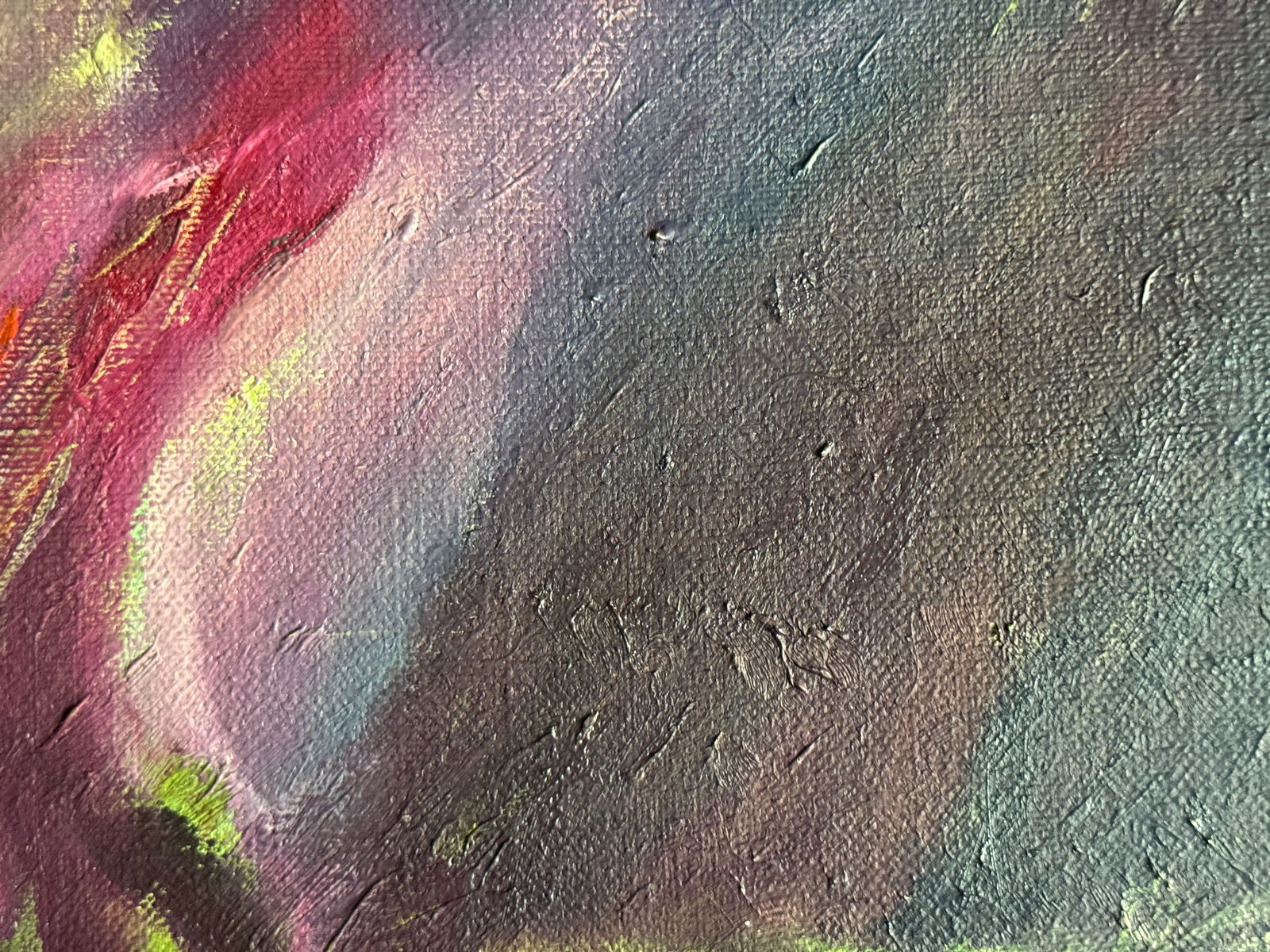 Abstract Oil painting with frame red hat K. Leonid - 6