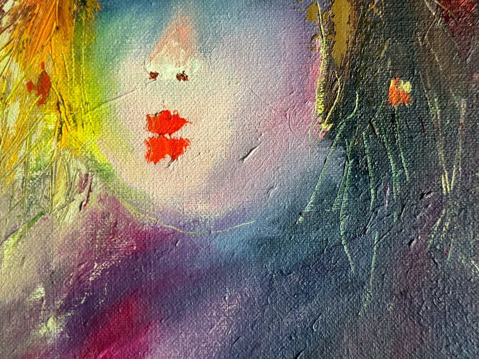 Abstract Oil painting with frame red hat K. Leonid - 7