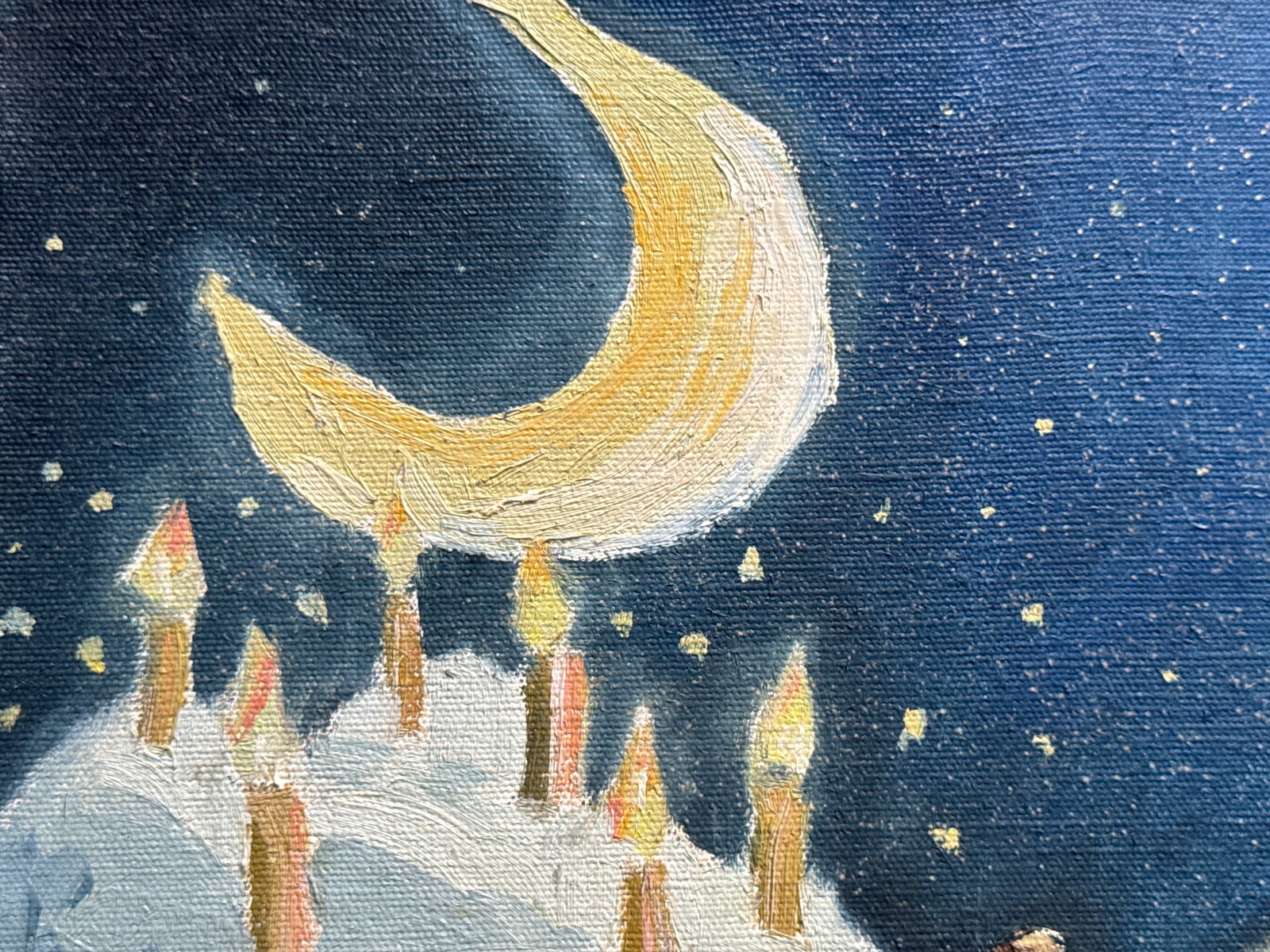 Oil painting with frame Flying ship K. Leonid - 2