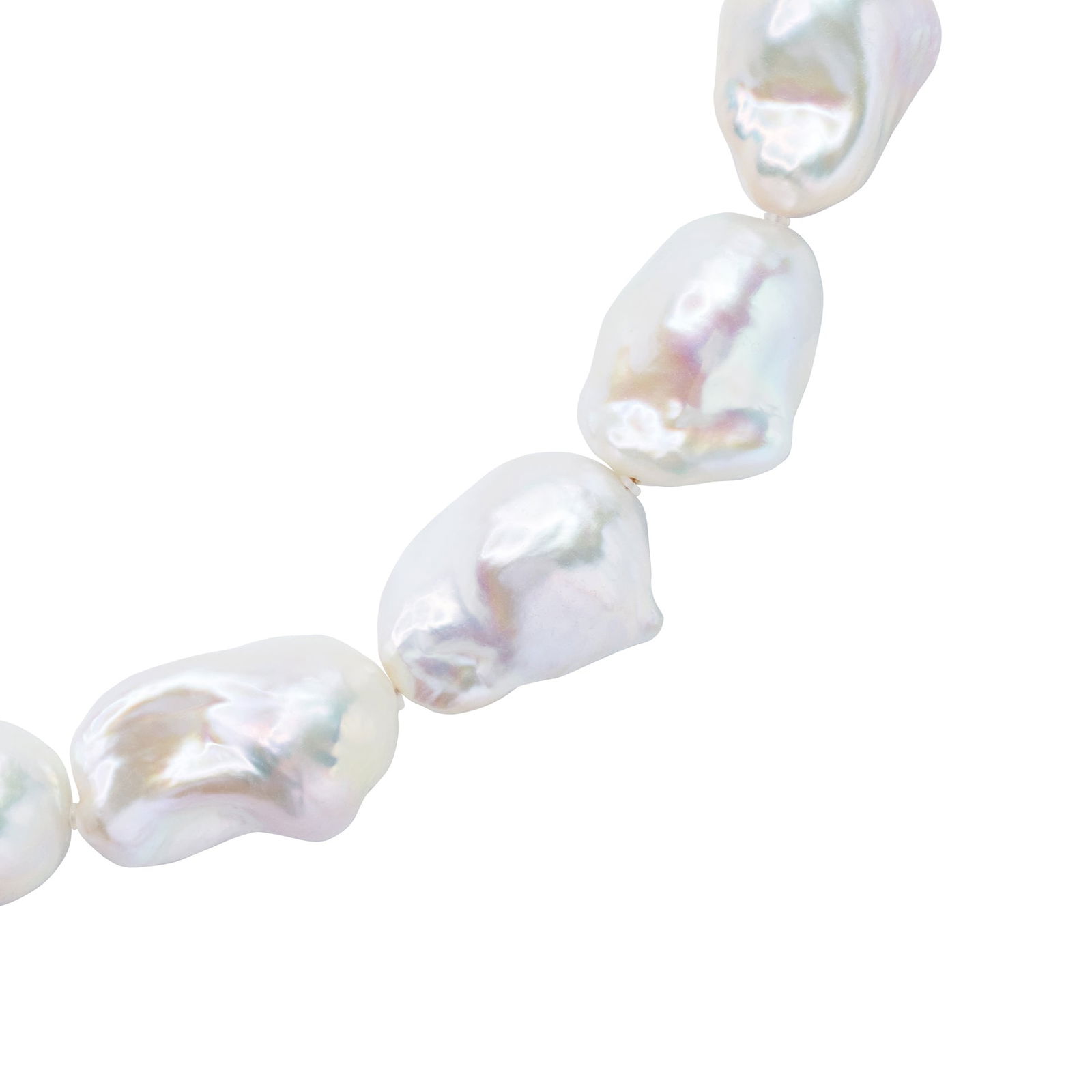 Extra Large White Baroque Pearl & 18k Gold Necklace II - 10