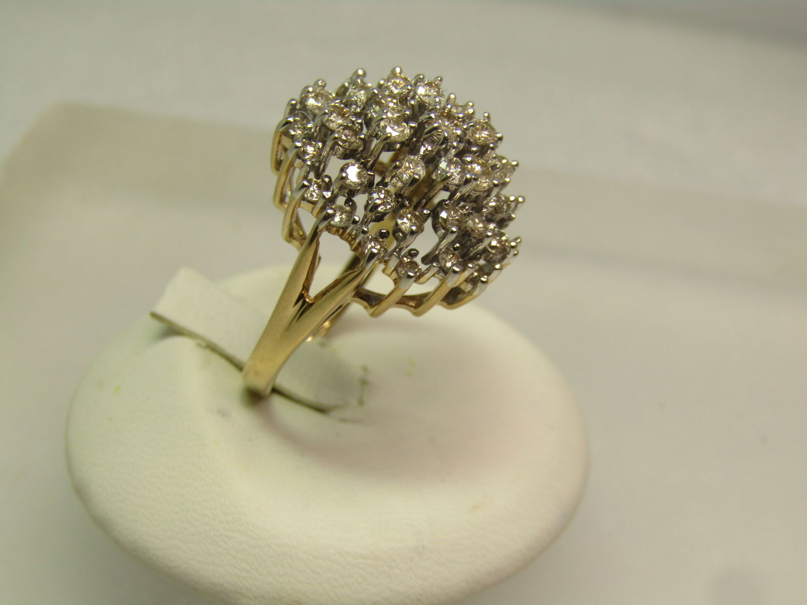 Vintage 10kt Diamond Cluster Ring, Ladies, 1.5 ctw, Sz. 7.5, Signed Wegor, 1980's - 2