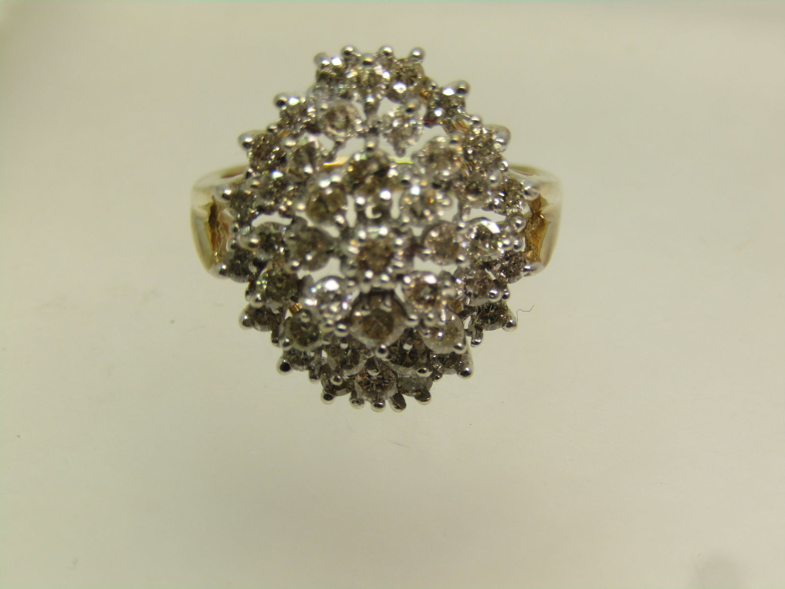 Vintage 10kt Diamond Cluster Ring, Ladies, 1.5 ctw, Sz. 7.5, Signed Wegor, 1980's - 4