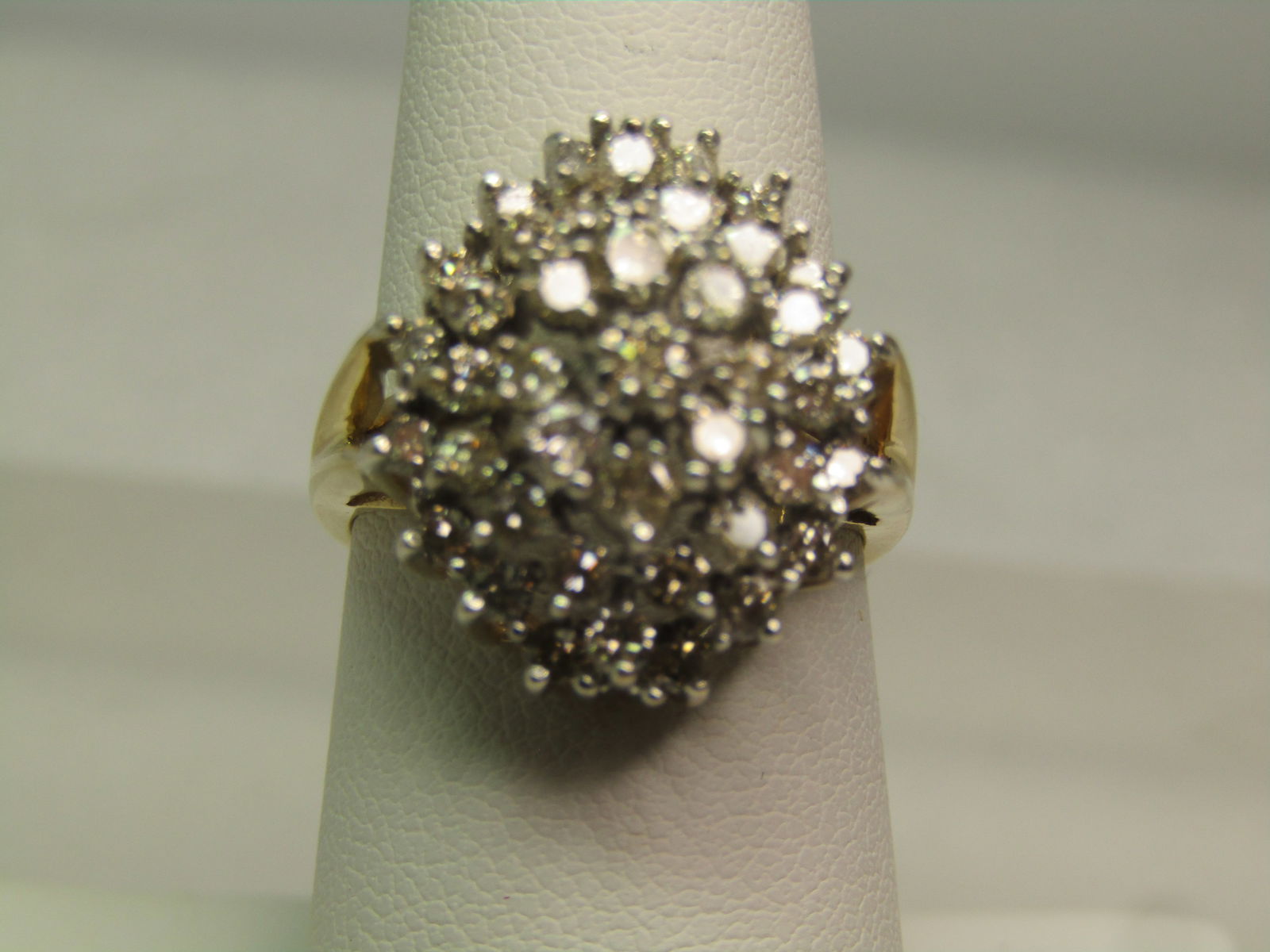 Vintage 10kt Diamond Cluster Ring, Ladies, 1.5 ctw, Sz. 7.5, Signed Wegor, 1980's - 7