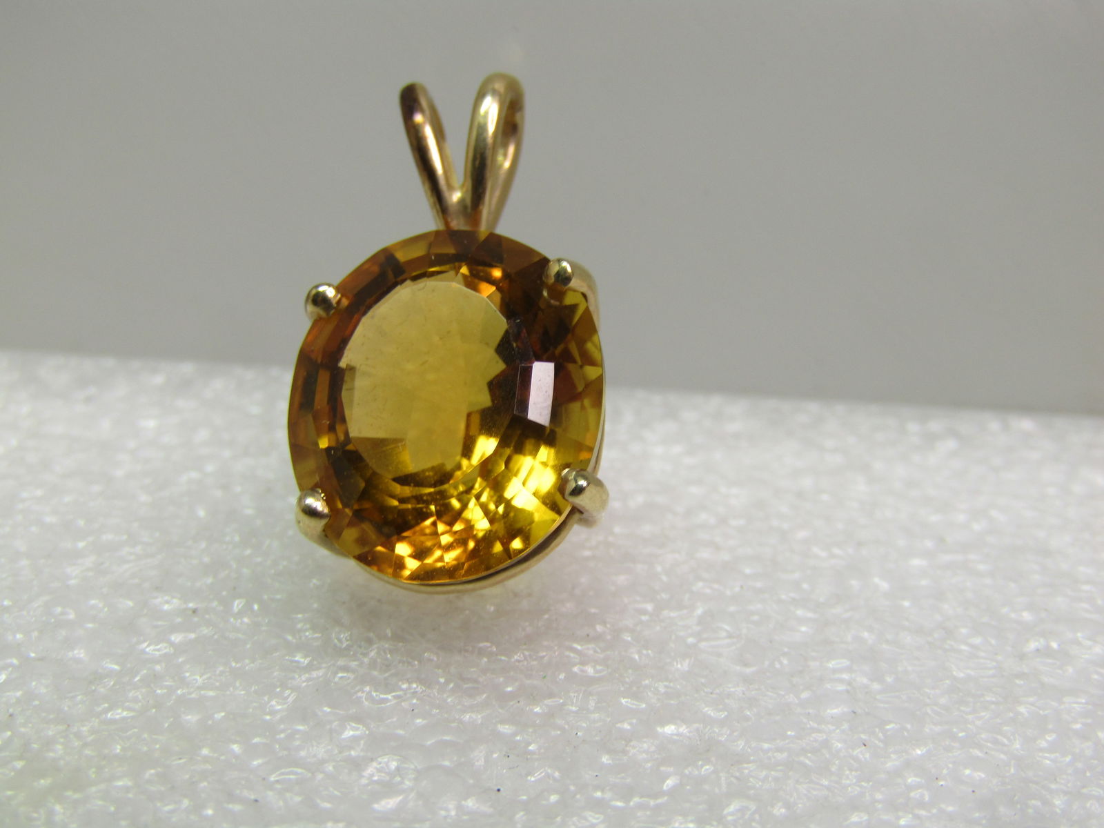Vintage 10kt Yellow Topaz Oval Pendant, 1980's-1990's - 3