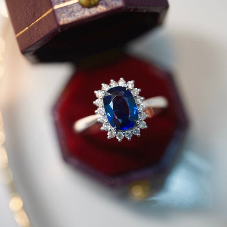 14K GOLD 1.36 CT NATURAL SAPPHIRE & DIAMOND RING - 3