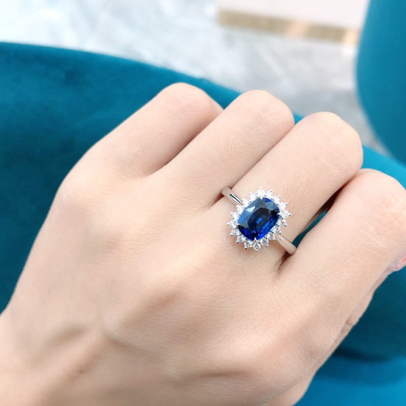 14K GOLD 1.36 CT NATURAL SAPPHIRE & DIAMOND RING - 6