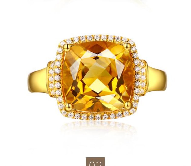 14K GOLD 3.96 CTW NATURAL CITRINE & DIAMOND RING (1 of 3)