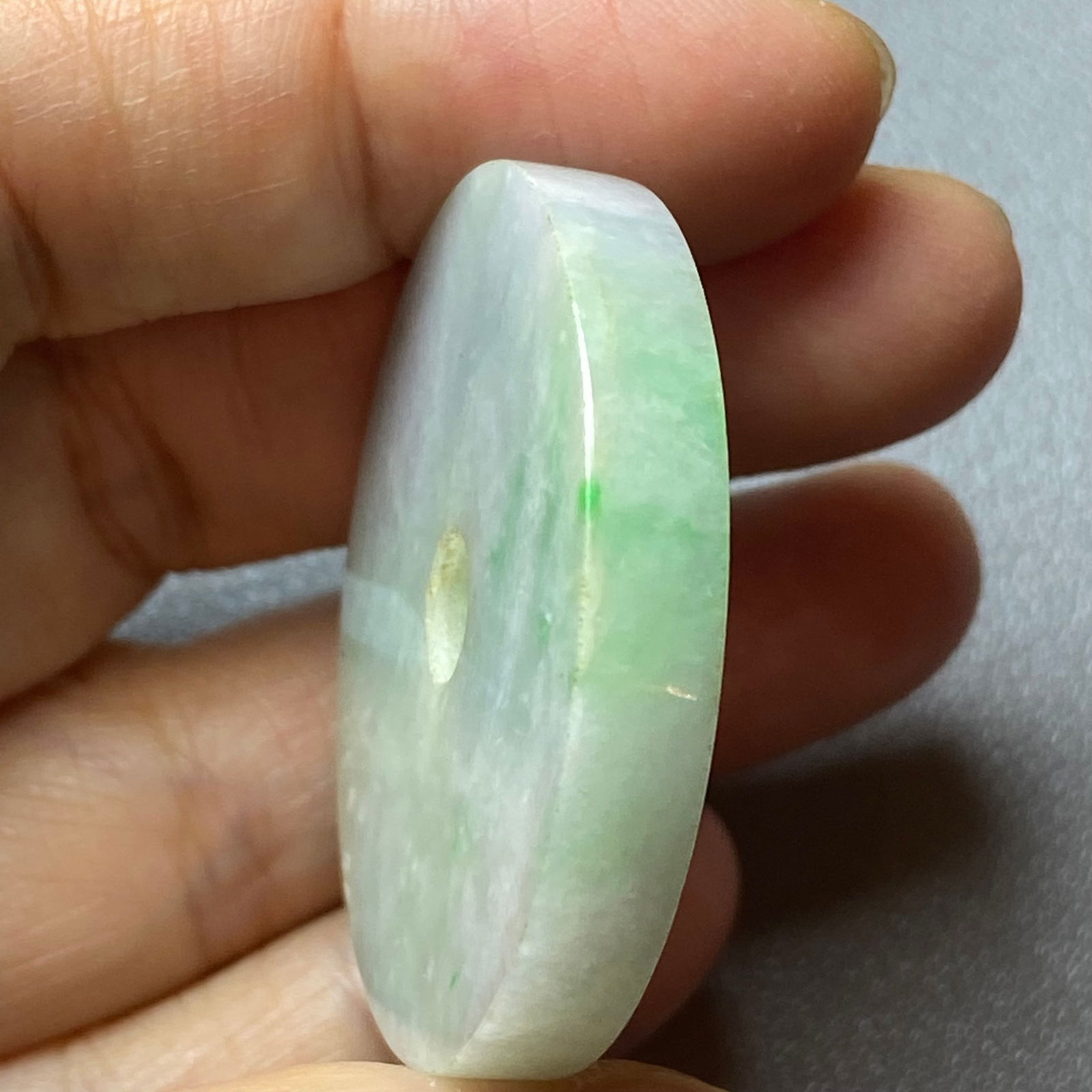 Grade A Apple Green Jadeite Jade carved Ping An Kou - 10