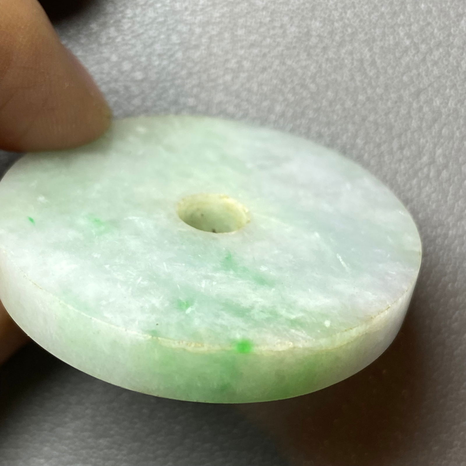 Grade A Apple Green Jadeite Jade carved Ping An Kou - 8