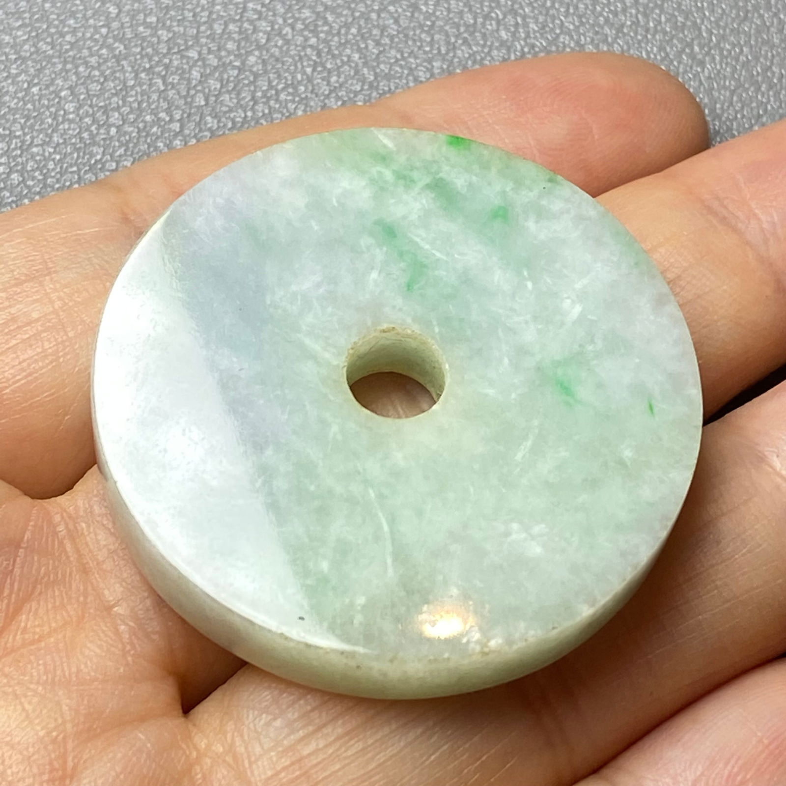 Grade A Apple Green Jadeite Jade carved Ping An Kou - 9
