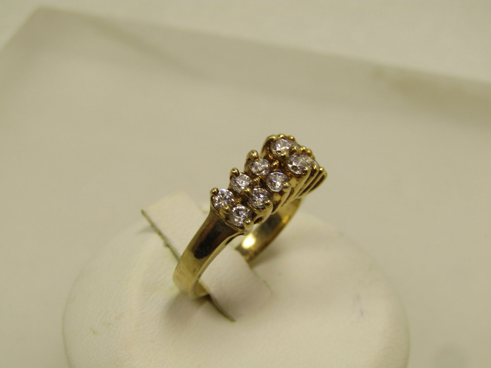 Vintage 10kt CZ Two Row Ring, Sz. 5, 1980's, Signed - 3