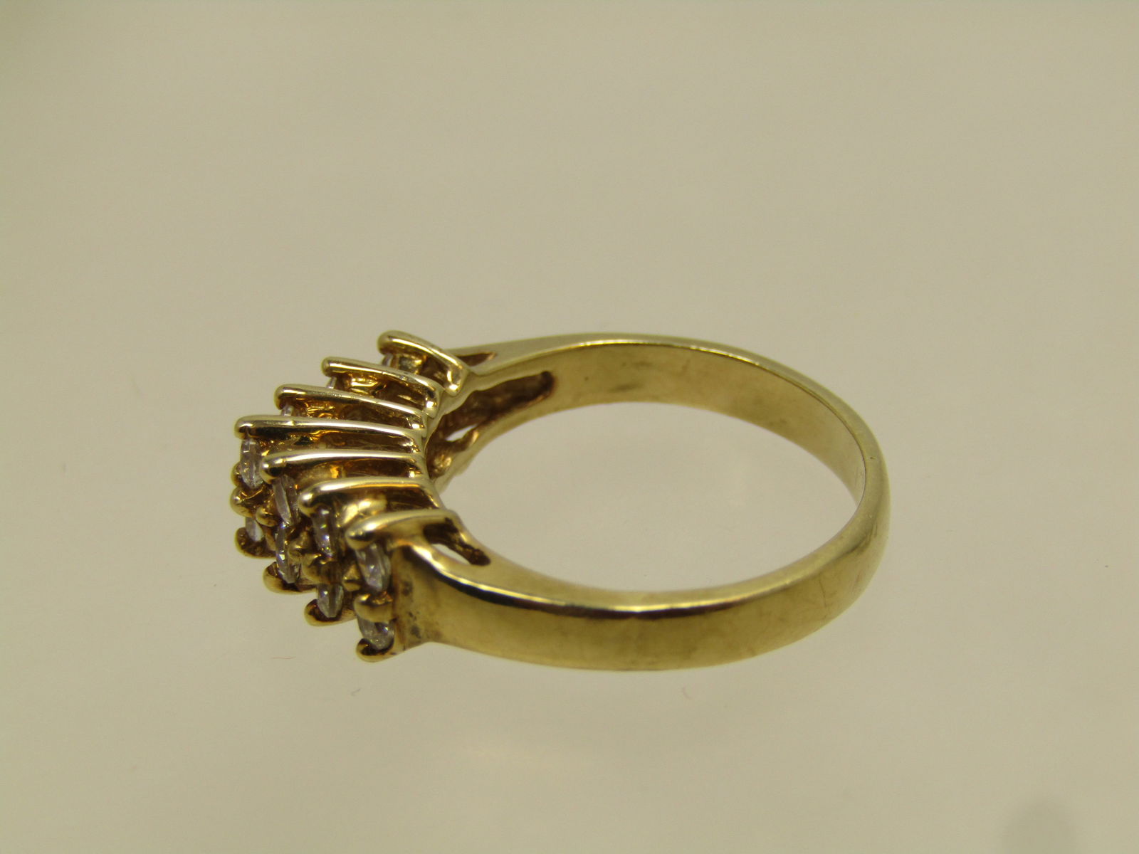 Vintage 10kt CZ Two Row Ring, Sz. 5, 1980's, Signed - 6