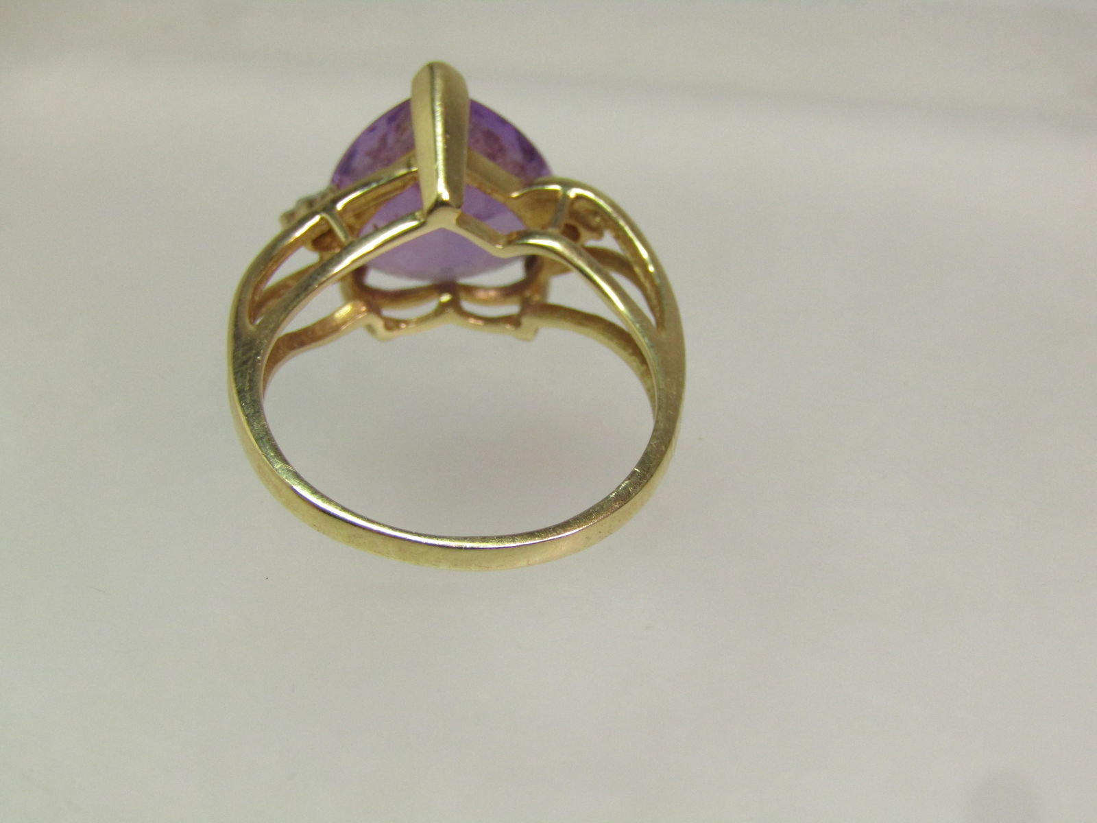 Vintage 14kt Amethyst Heart Ring, with Diamonds, Sz. 8, 1980's-1990's, Signed - 7