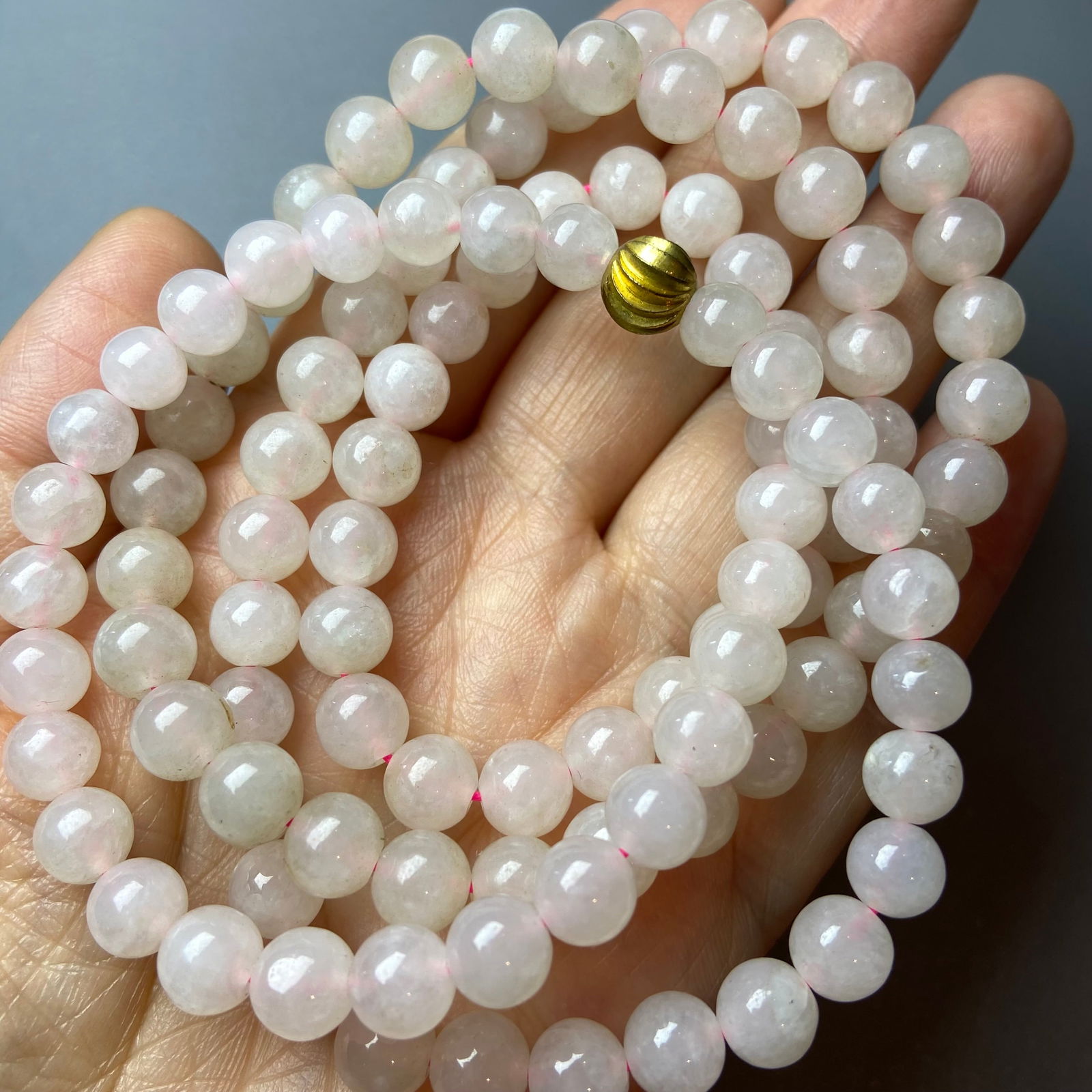 Exquisite Chinese Vintage Grade A icy jadeite jade beads necklace - 8