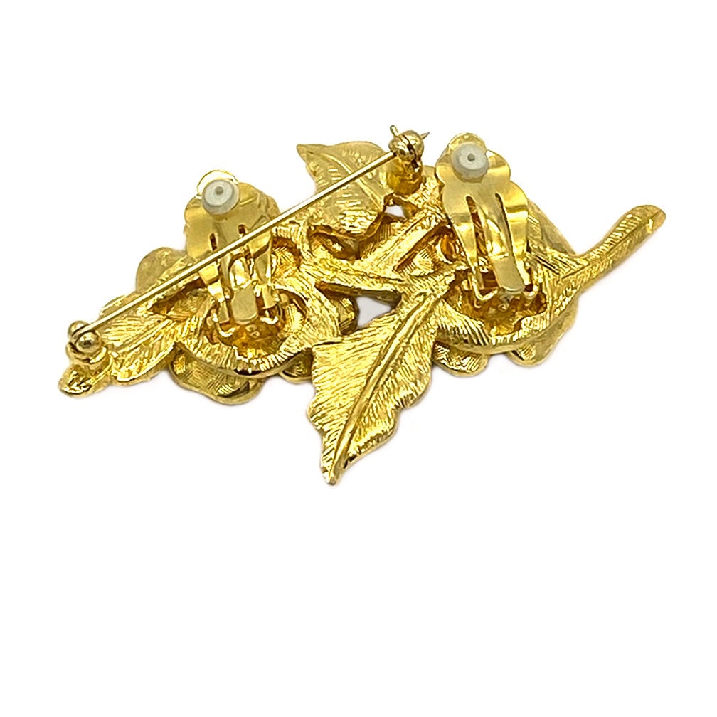 Joan Rivers Flower Earrings on Brooch - 4