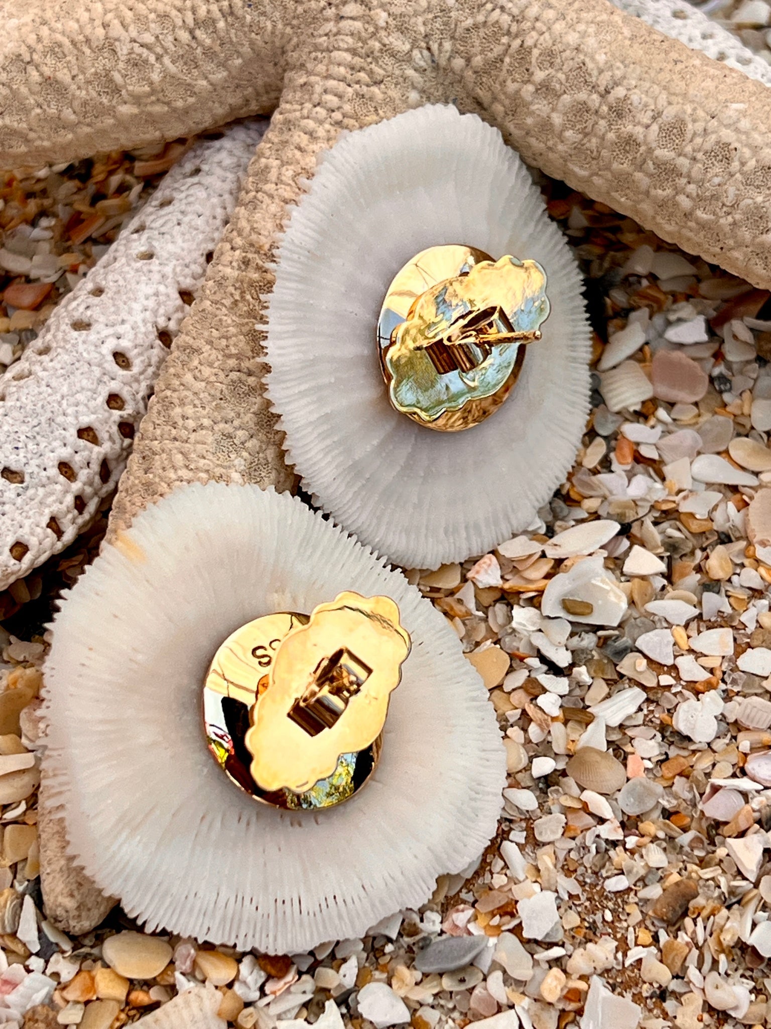 14-karat Gold Mushroom Coral Earrings with Italian Coral - 2