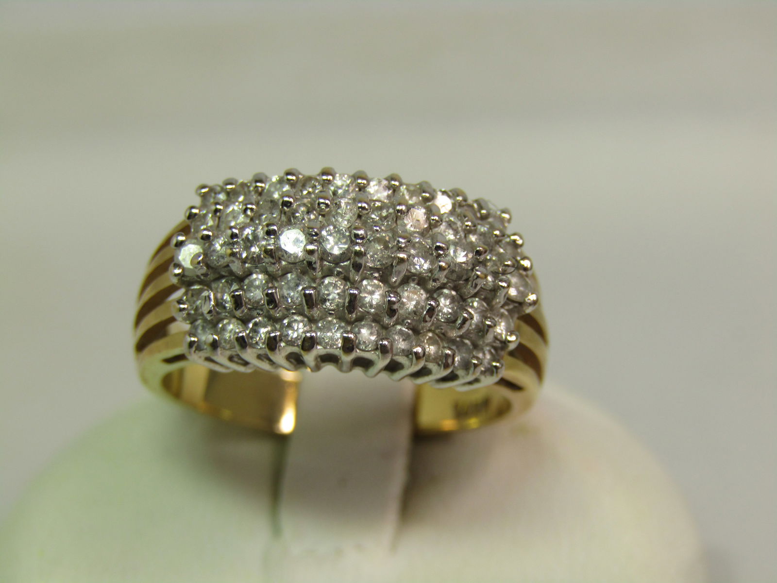 Vintage 14kt Five Row Diamond Ring, .50 CTW, Sz. 8.5, Signed, 1980's (1 of 6)