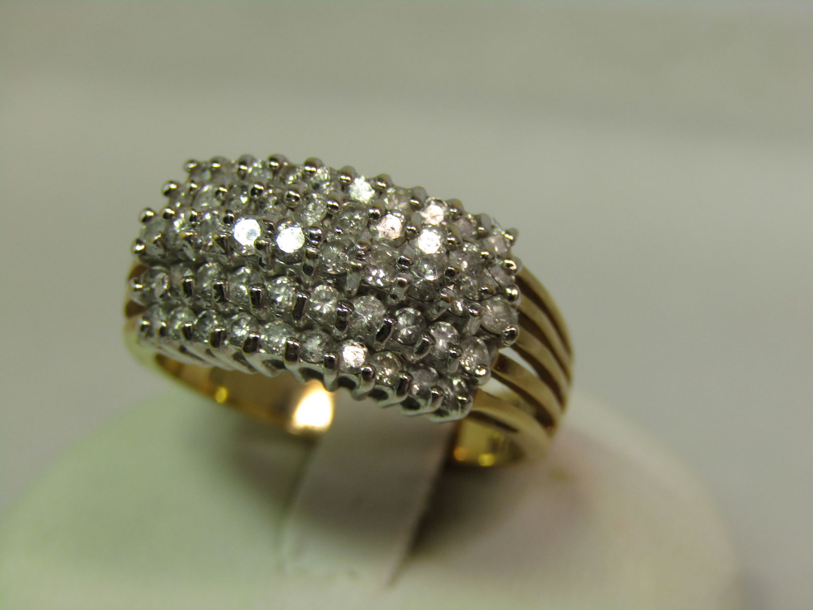Vintage 14kt Five Row Diamond Ring, .50 CTW, Sz. 8.5, Signed, 1980's - 2