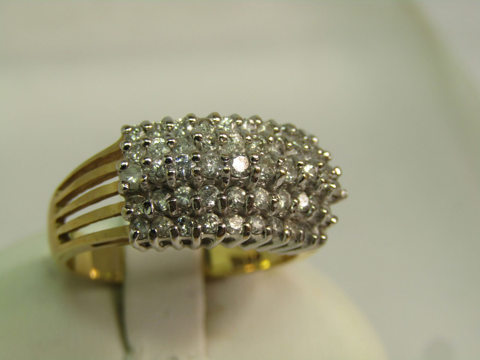 Vintage 14kt Five Row Diamond Ring, .50 CTW, Sz. 8.5, Signed, 1980's - 3