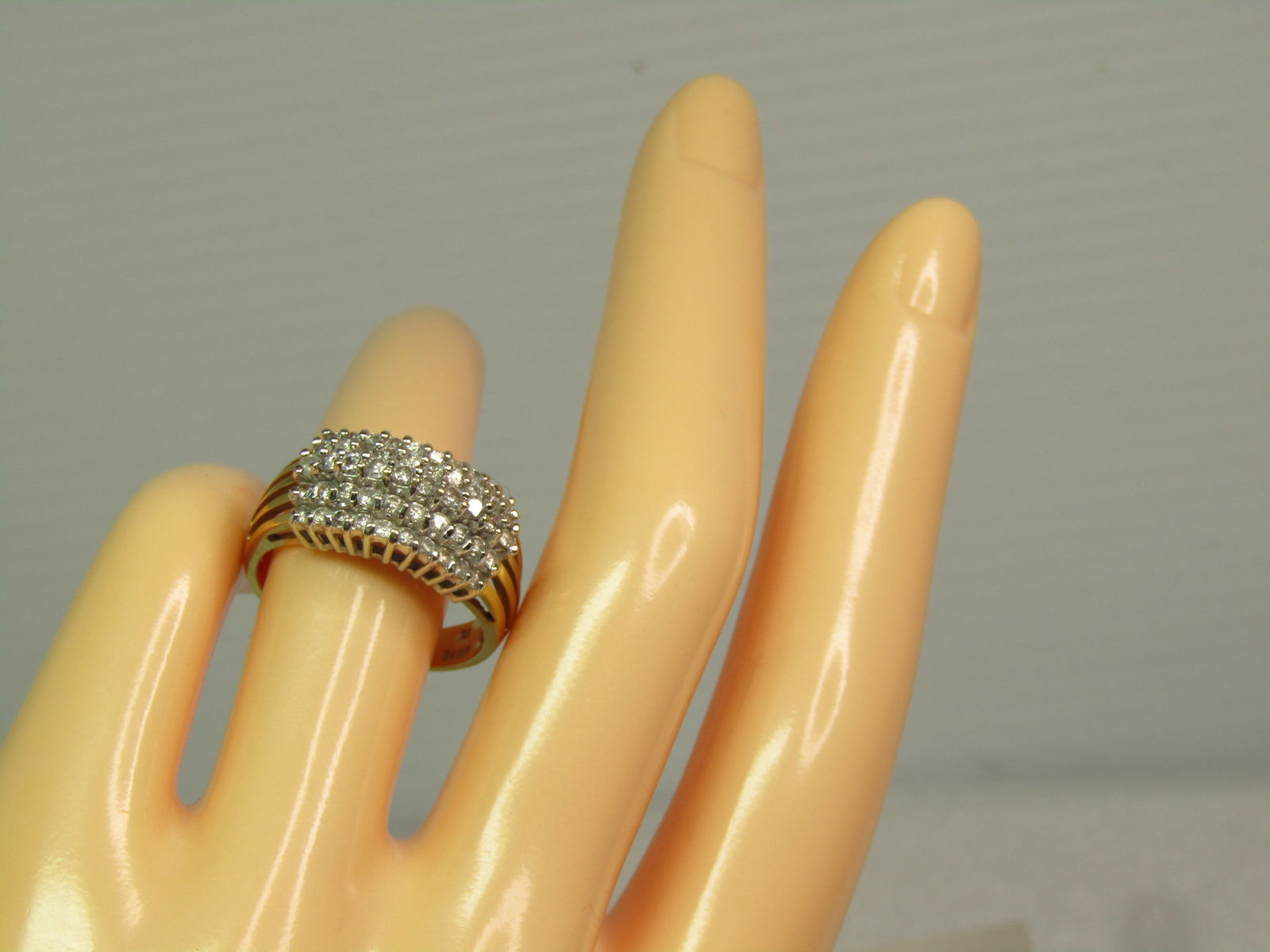 Vintage 14kt Five Row Diamond Ring, .50 CTW, Sz. 8.5, Signed, 1980's - 6