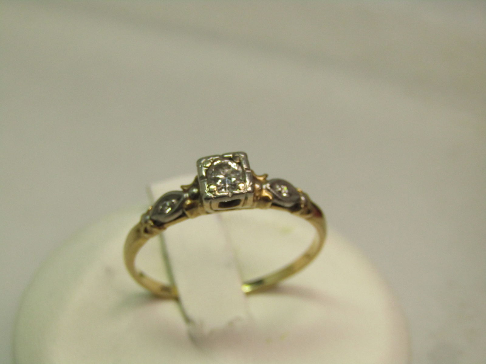 Vintage 14kt Diamond Engagement Ring, 1930's, Two Tone, Sz. 7.75Signed - 3