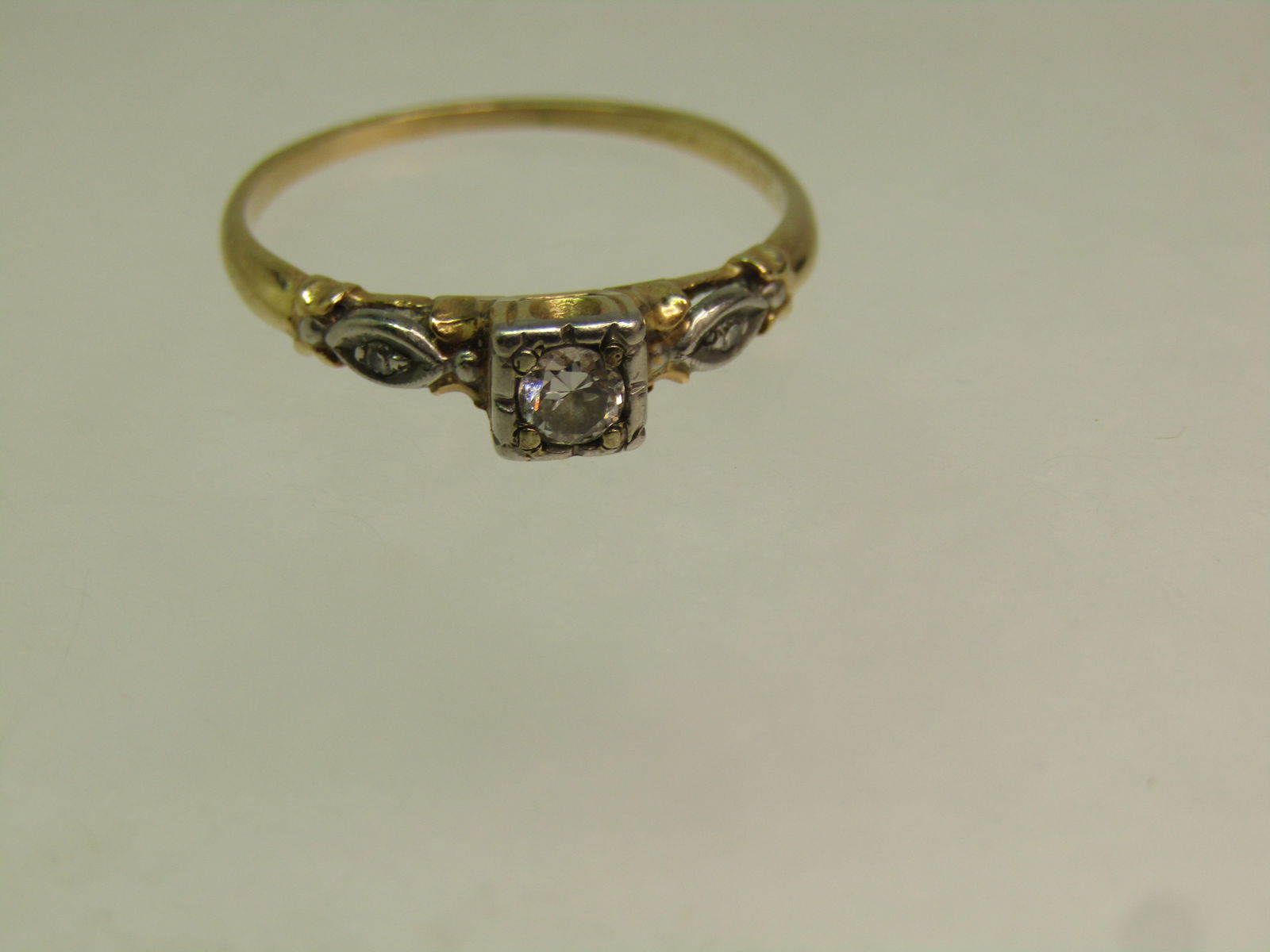 Vintage 14kt Diamond Engagement Ring, 1930's, Two Tone, Sz. 7.75Signed - 5