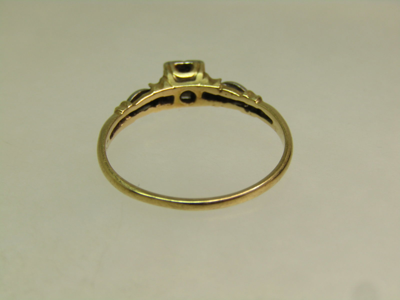 Vintage 14kt Diamond Engagement Ring, 1930's, Two Tone, Sz. 7.75Signed - 7