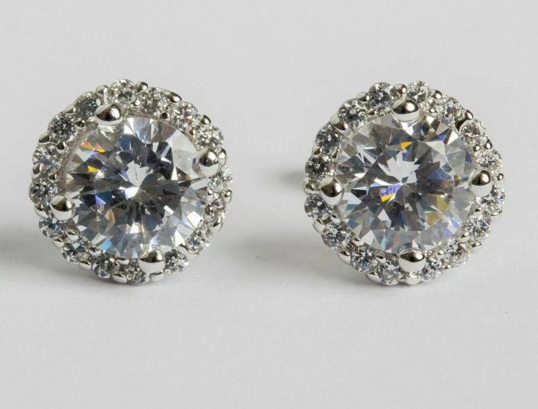 Sterling Silver Cubic Zirconia Stud Earrings (1 of 4)