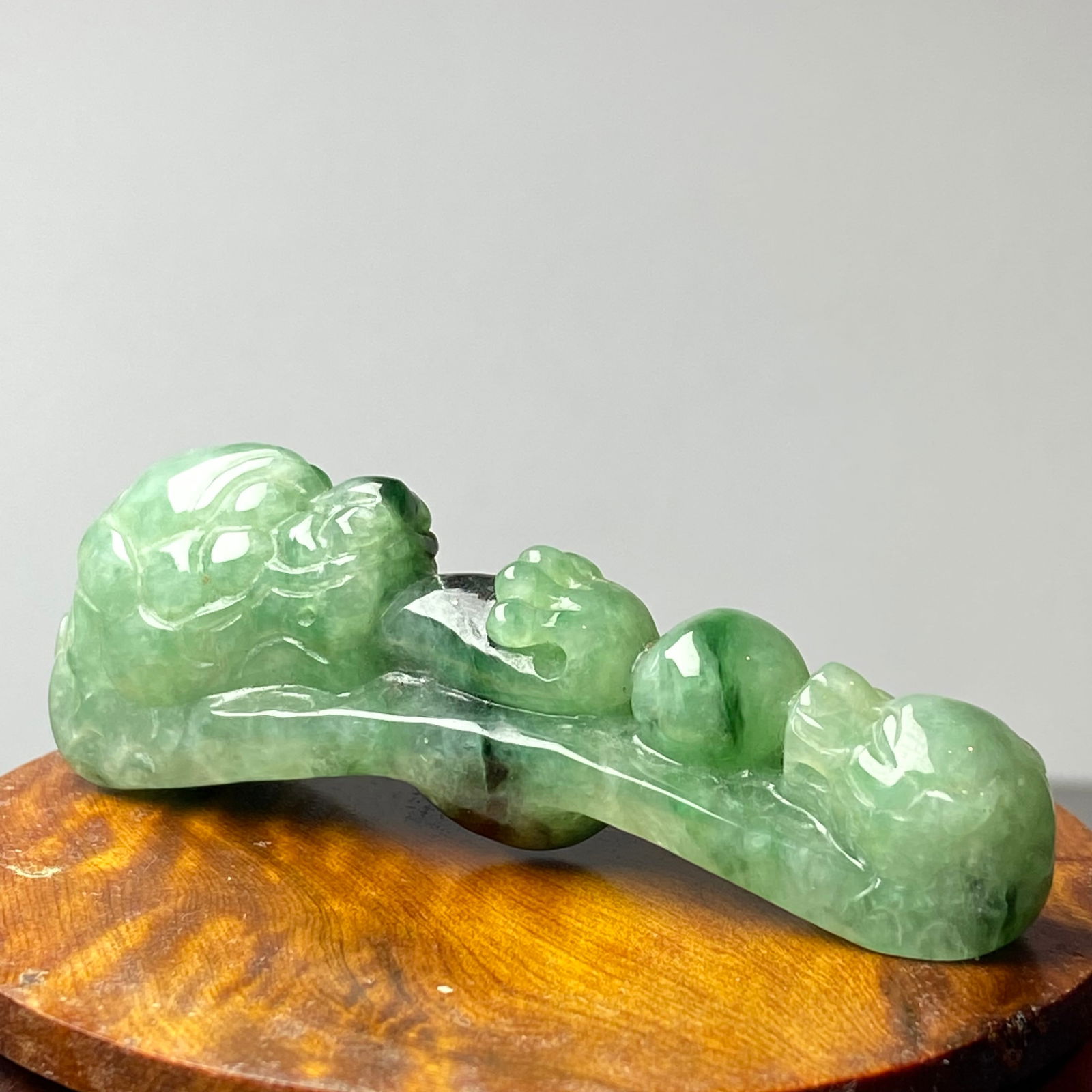 Antique Chinese Green Jadeite Jade Dragon Belt Hook - 10