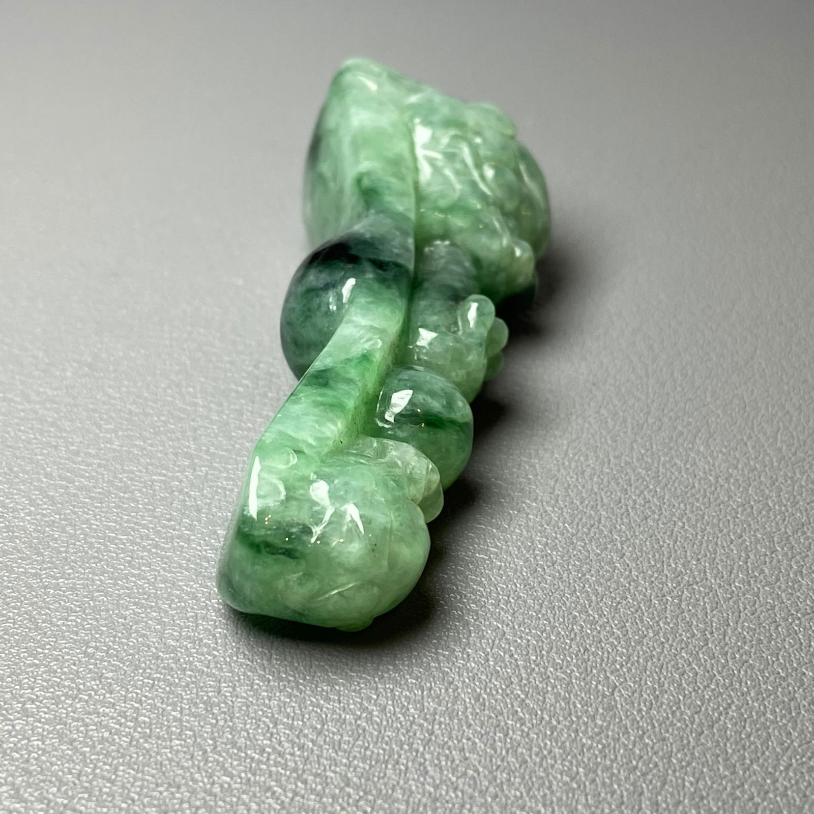 Antique Chinese Green Jadeite Jade Dragon Belt Hook - 5