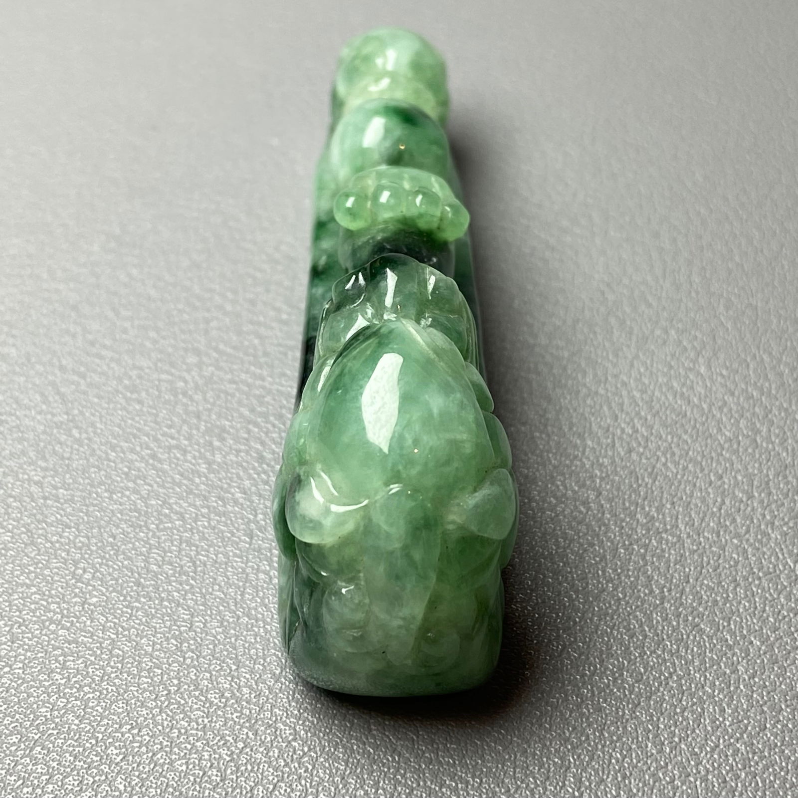 Antique Chinese Green Jadeite Jade Dragon Belt Hook - 7