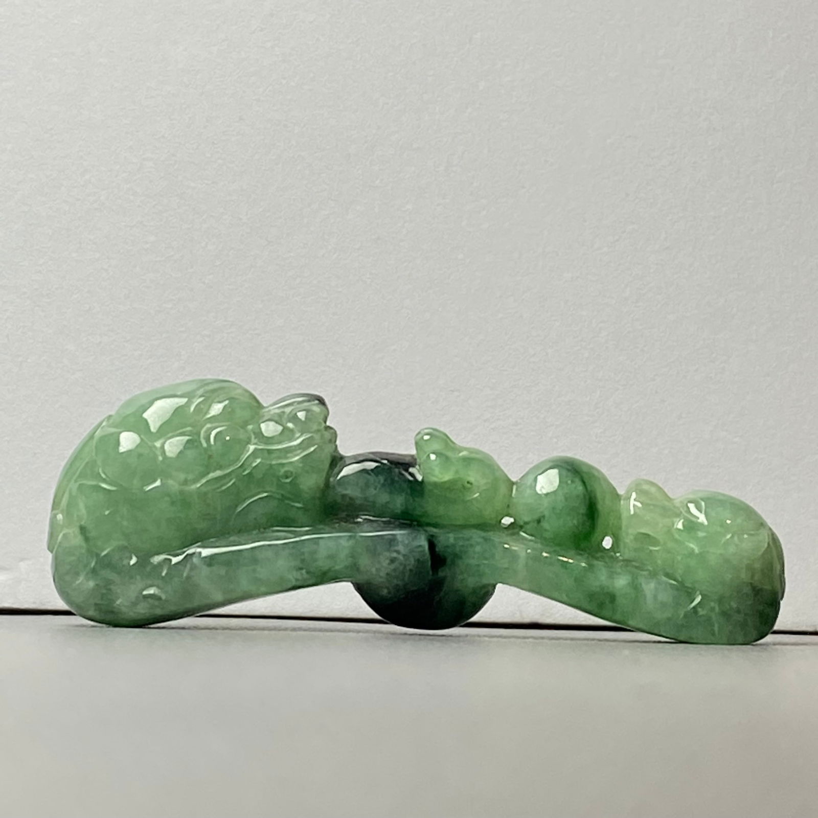 Antique Chinese Green Jadeite Jade Dragon Belt Hook - 8