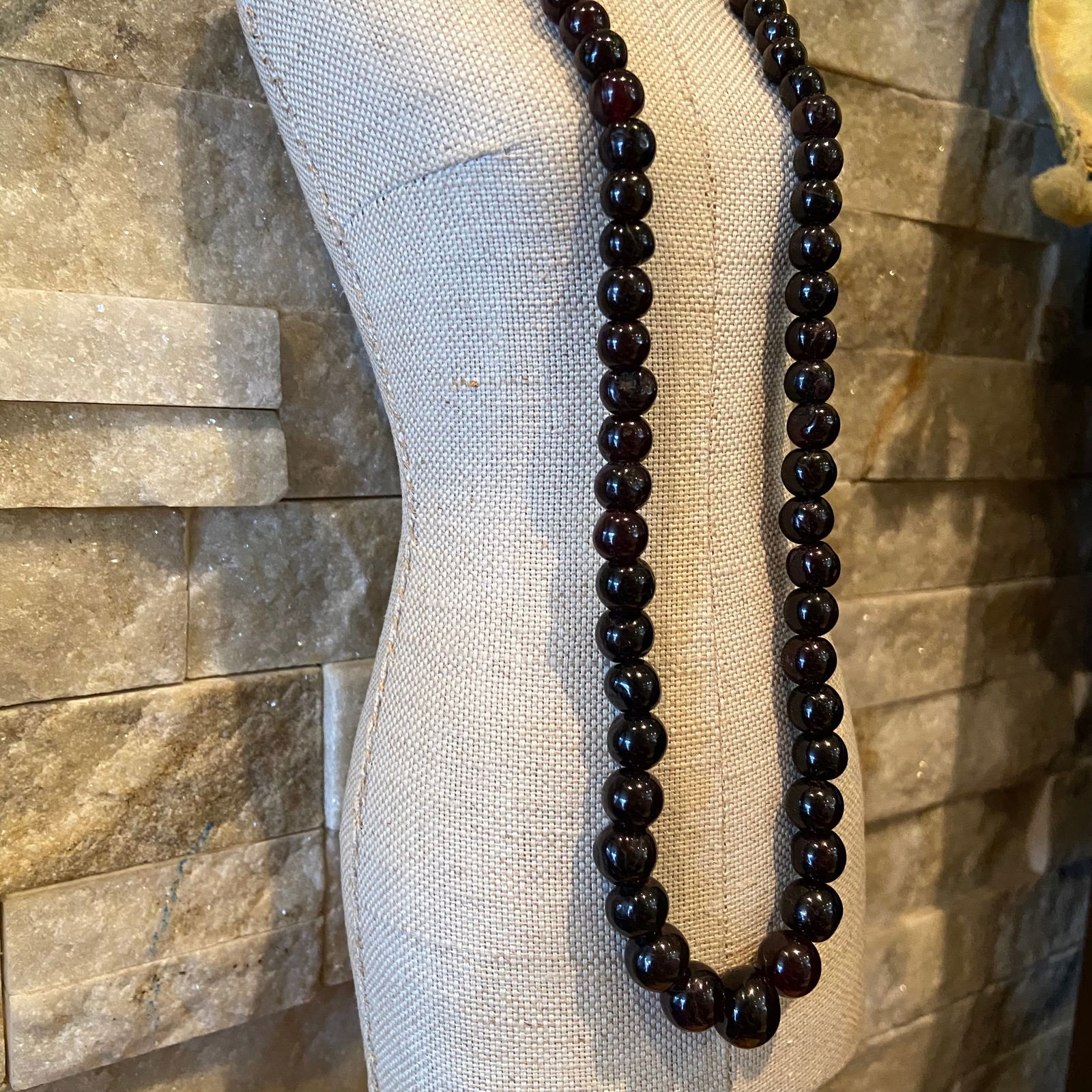 Antique Tunbled Almandine Garnet, 13mm large natural Garnet beads necklace with 18k Gold plated - 2