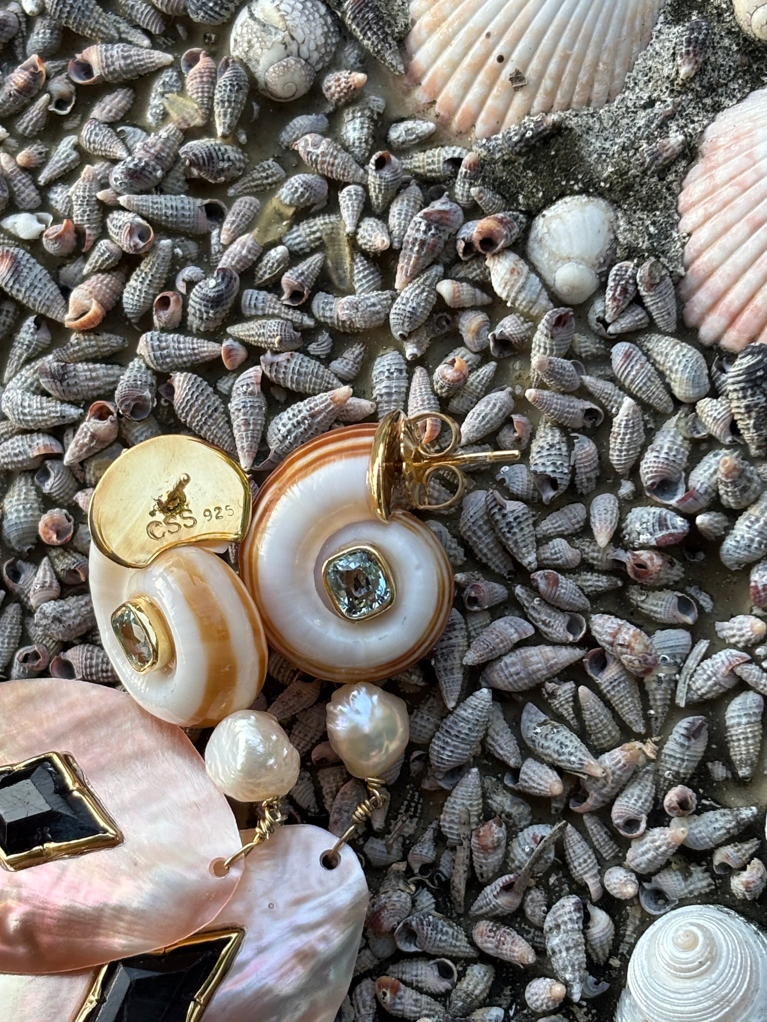 Shaved Clam, Rams’ Heads and Flourite Vermeil Earrings - 2