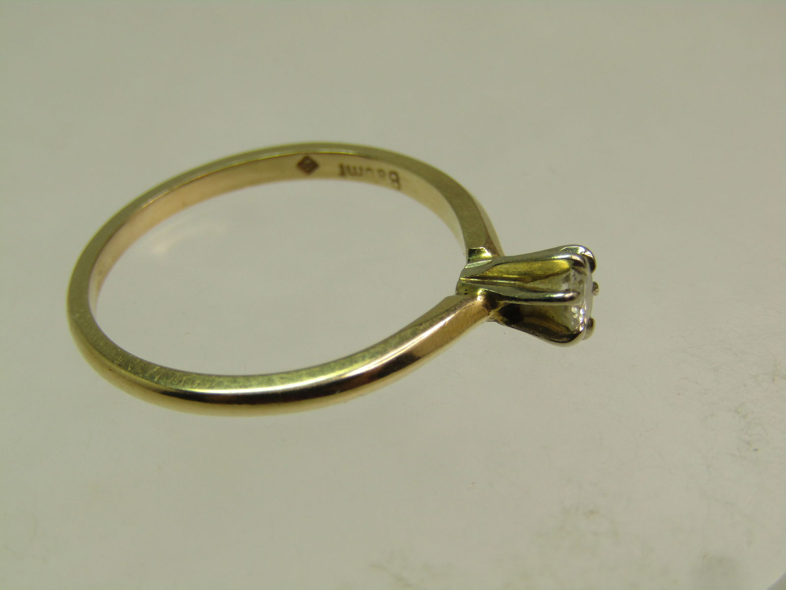 Vintage 14kt Diamond Engagement Ring. .20 ctw, Solitaire, Sz. 7, Signed Baumf, 1960's-1980's - 5