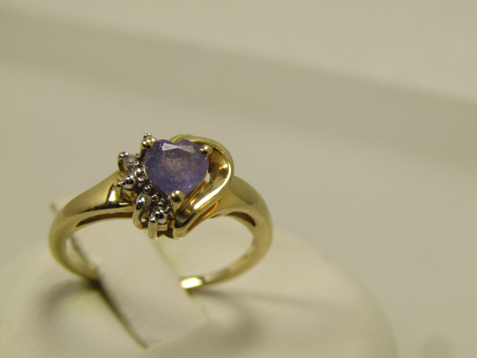 Vintage 10kt Tanzanite Heart & Diamond Ring, Sz. 6, 1980's, Signed - 3