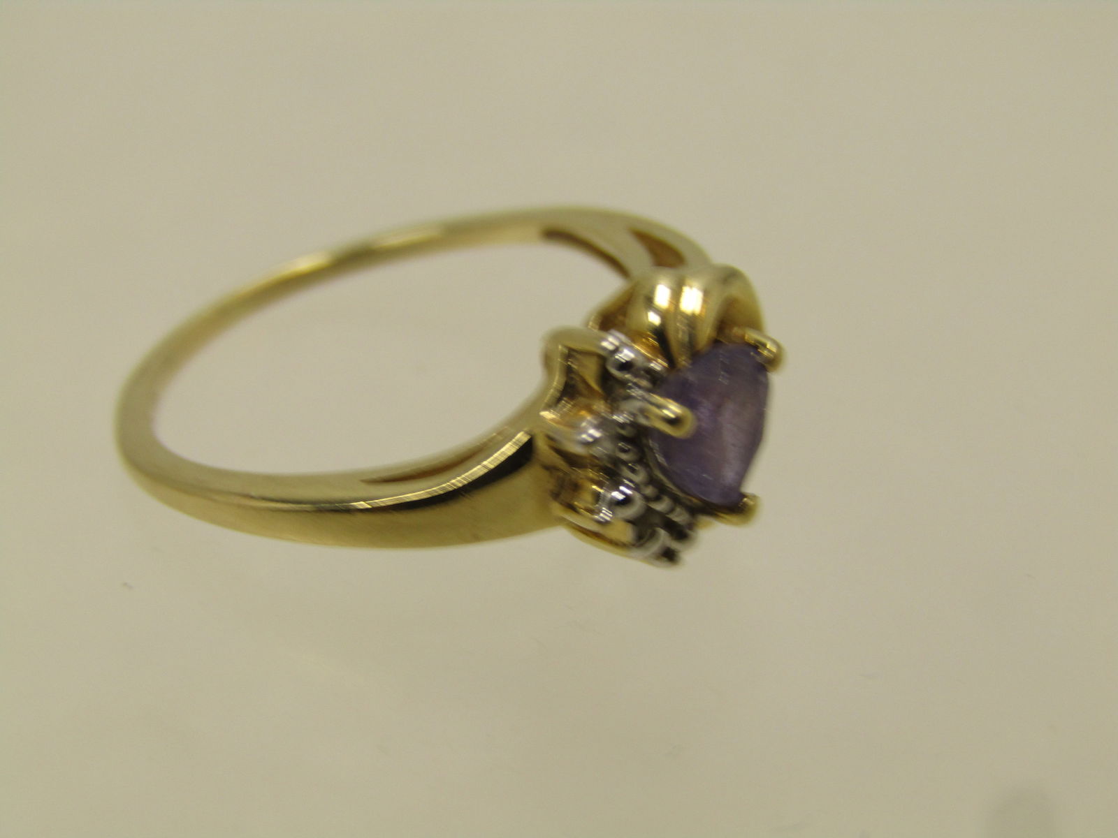 Vintage 10kt Tanzanite Heart & Diamond Ring, Sz. 6, 1980's, Signed - 4