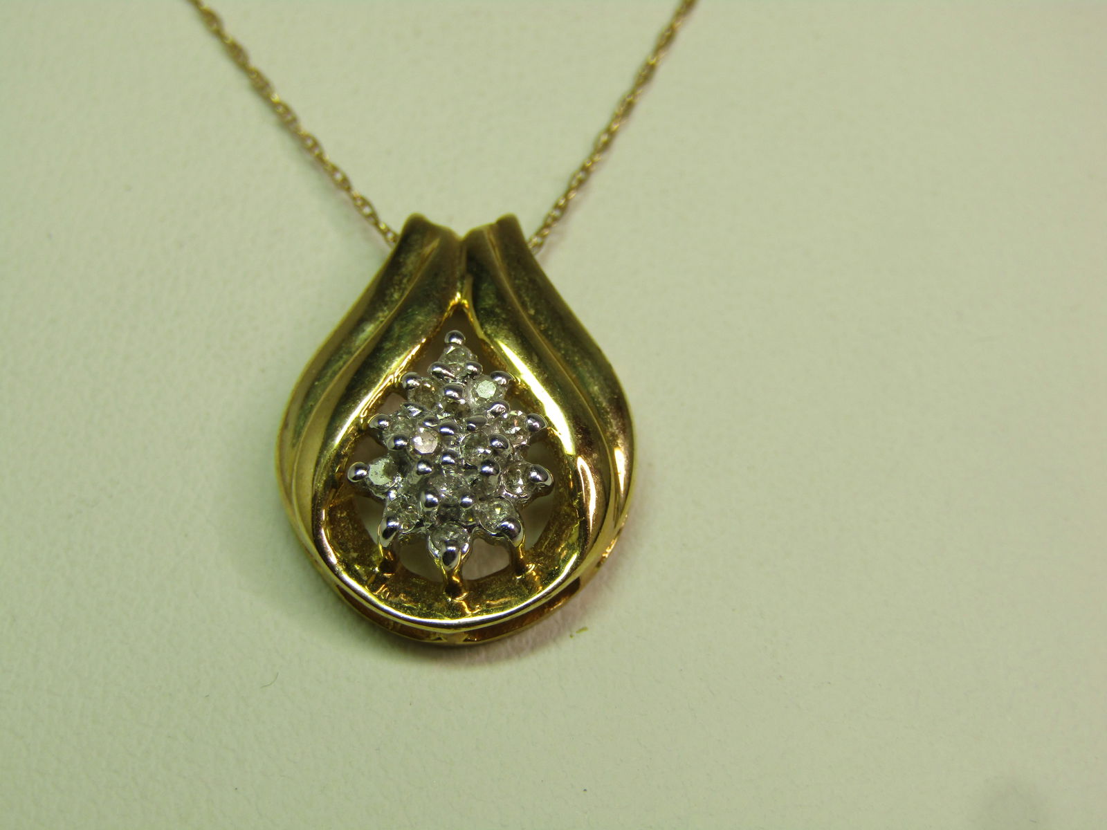 Vintage 10kt Diamond Necklace, 19", 1970's-1980's - 2