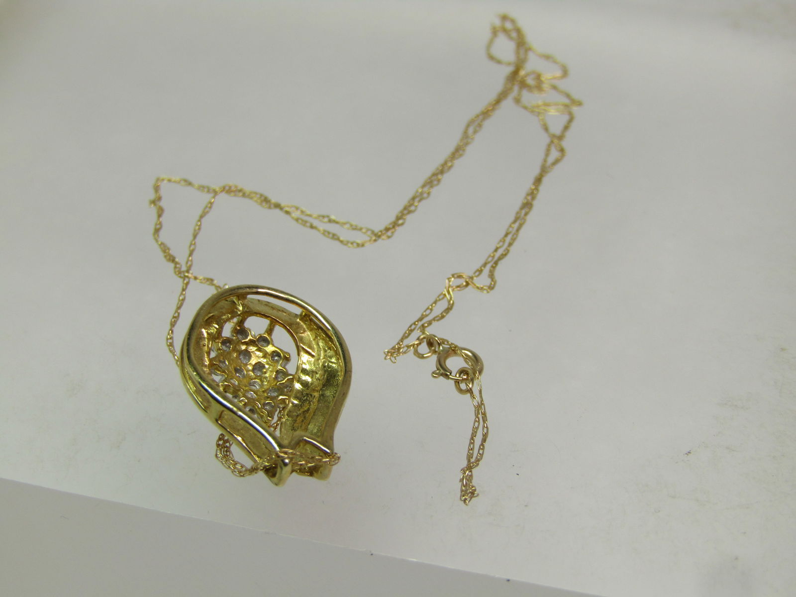 Vintage 10kt Diamond Necklace, 19", 1970's-1980's - 7