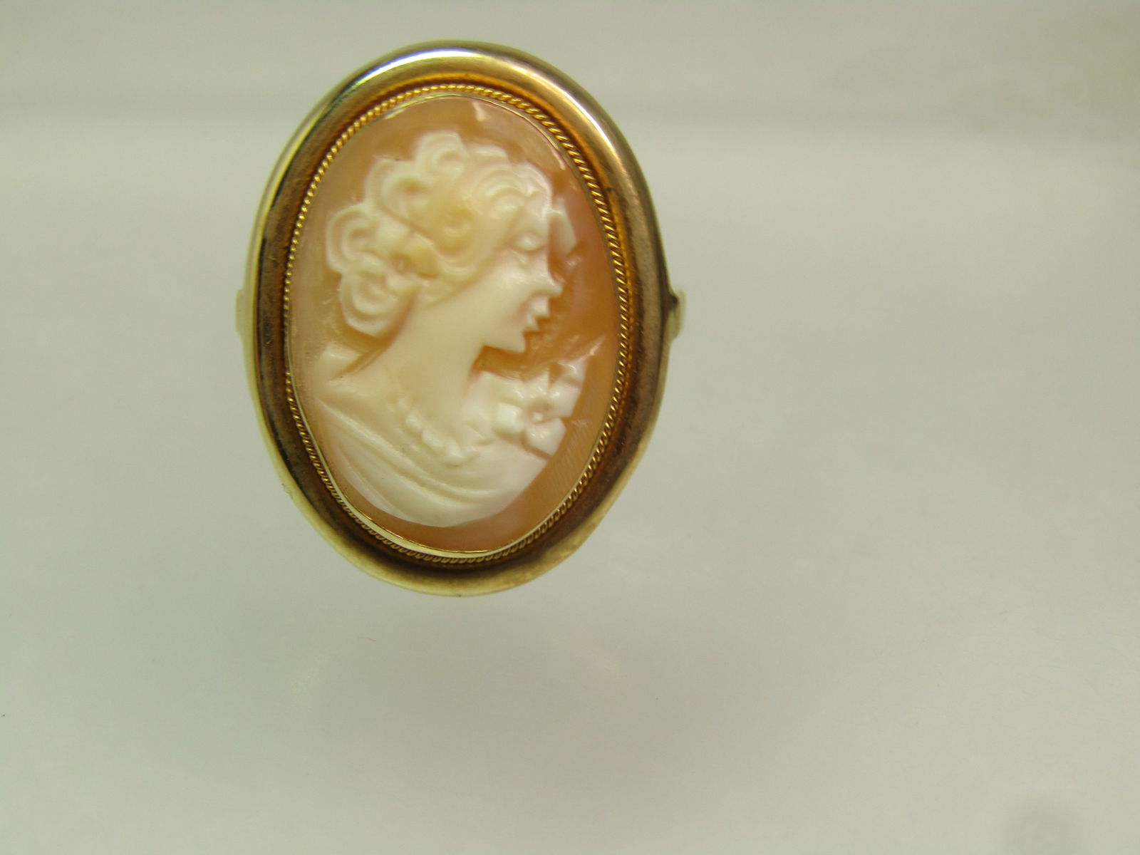 Vintage 14kt Cameo Ring, Sz. 7, Italy, 1970's-1980's, Signed - 3