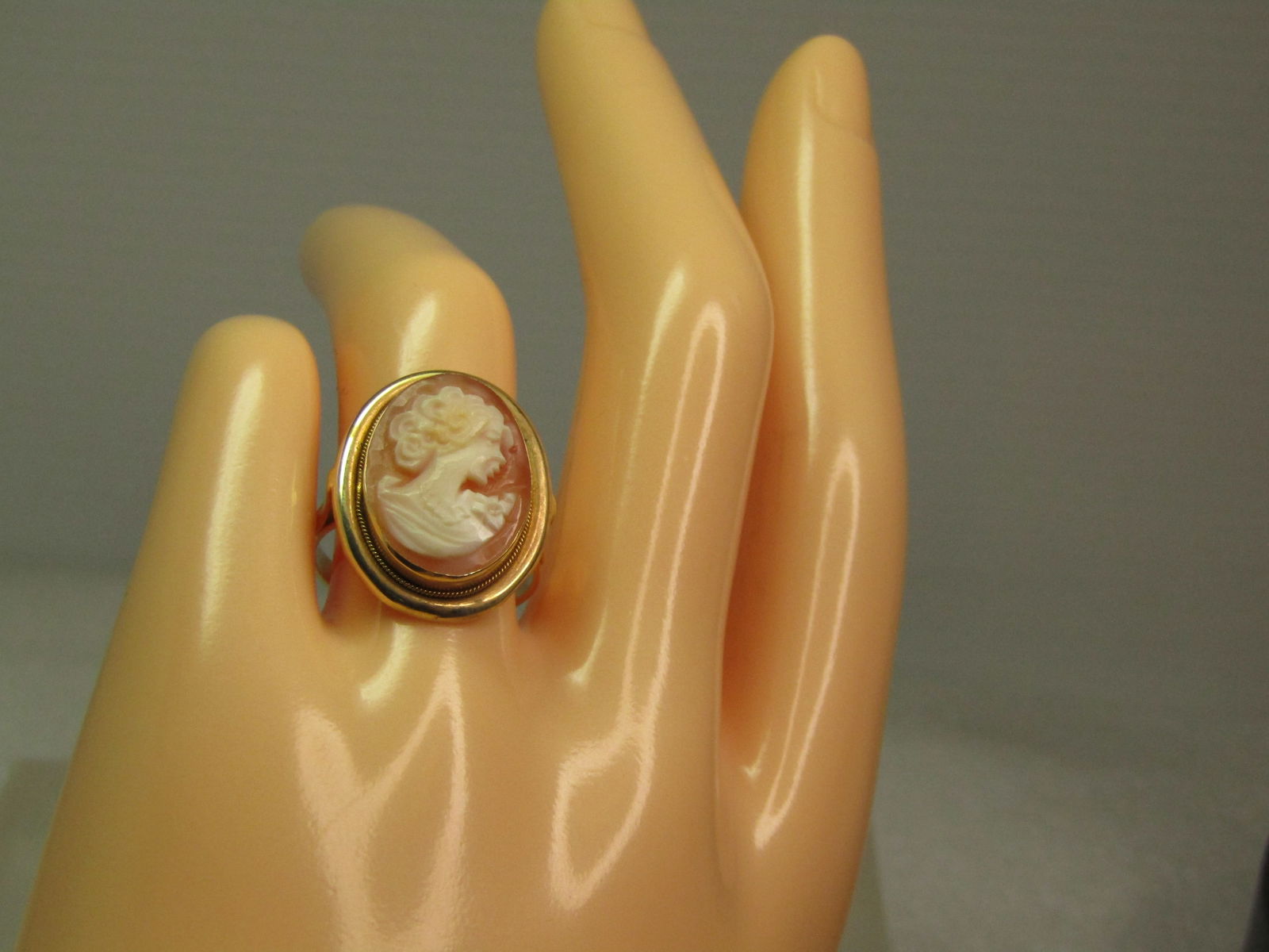 Vintage 14kt Cameo Ring, Sz. 7, Italy, 1970's-1980's, Signed - 7