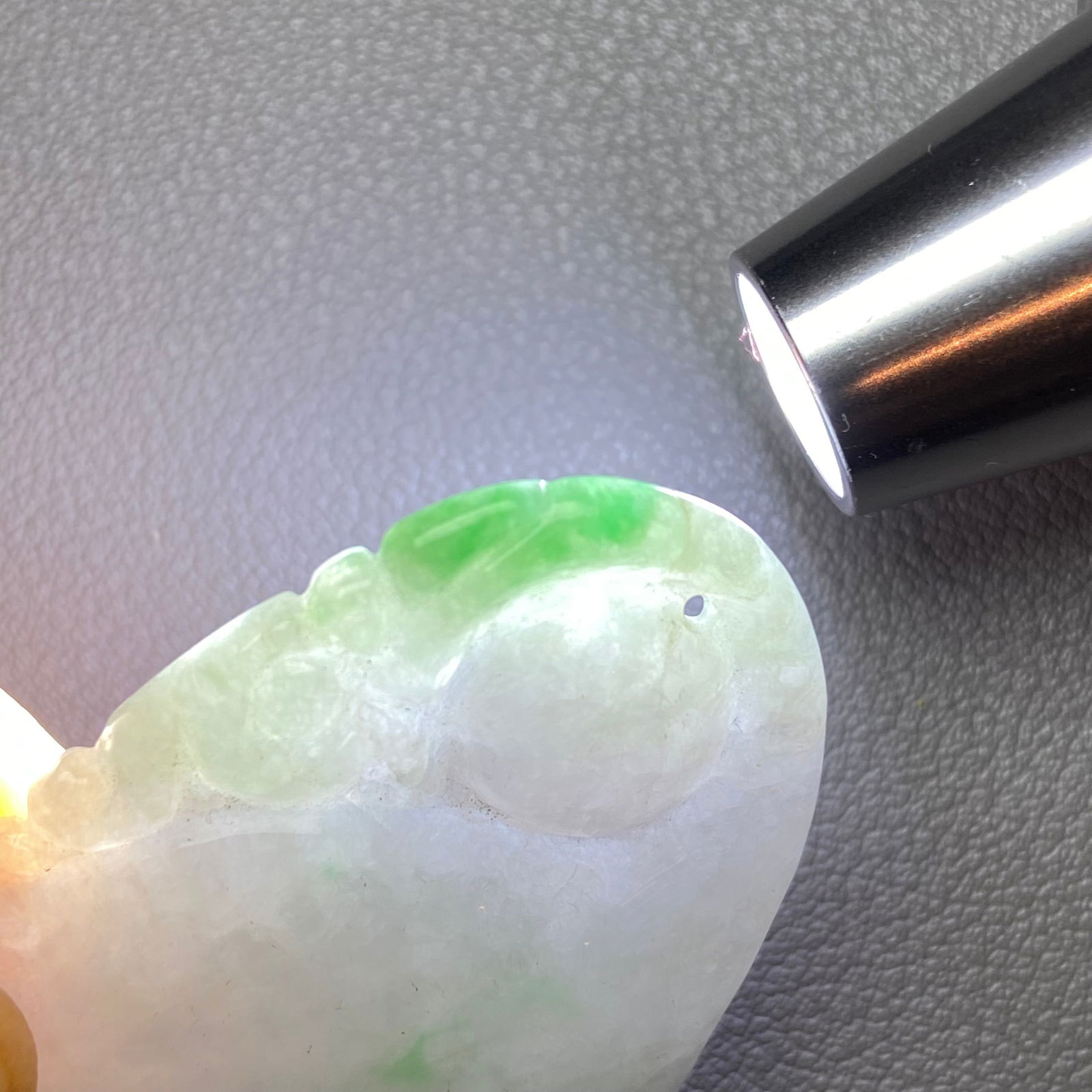 Antique Chinese Natural Icy Apple Green Jadeite Jade Ruyi Statue - 11