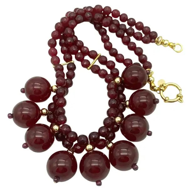 Cherry Bakelite and Gold Filled Necklace - 2