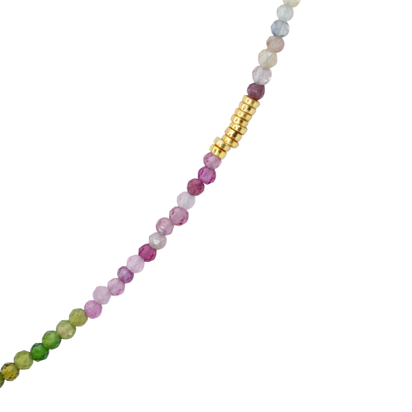 Tiny Rainbow Tourmaline Necklace 14k Gold - 5