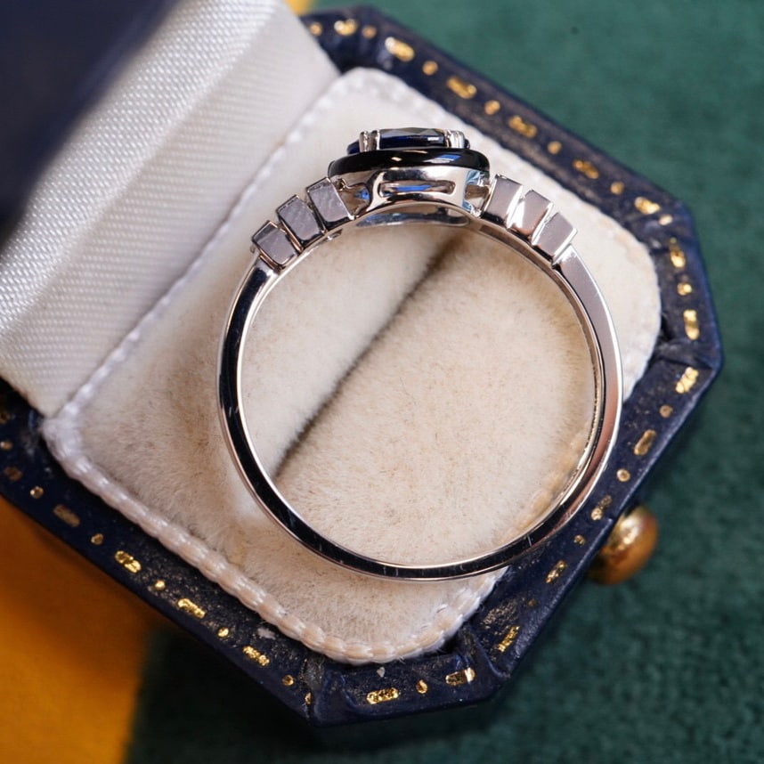 14K GOLD 0.65 CT NATURAL SAPPHIRE & DIAMOND RING - 5