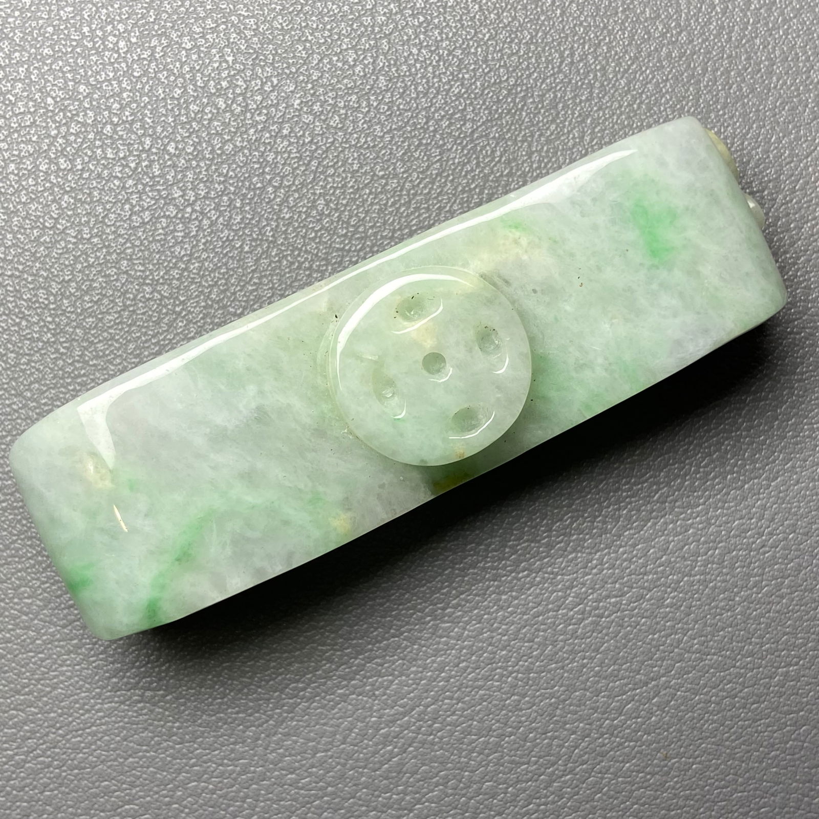 Antique Chinese Apple Green Jadeite Jade Dragon Belt Hook - 11