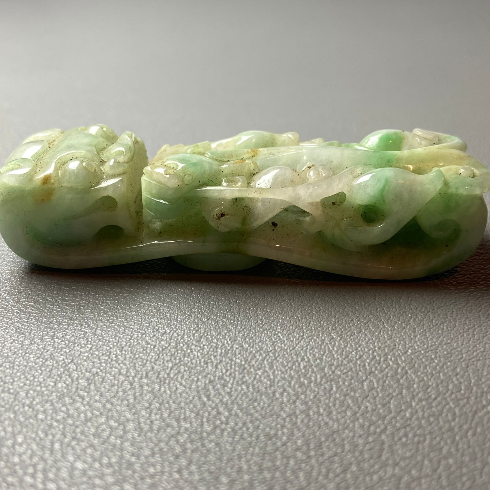 Antique Chinese Apple Green Jadeite Jade Dragon Belt Hook (1 of 16)