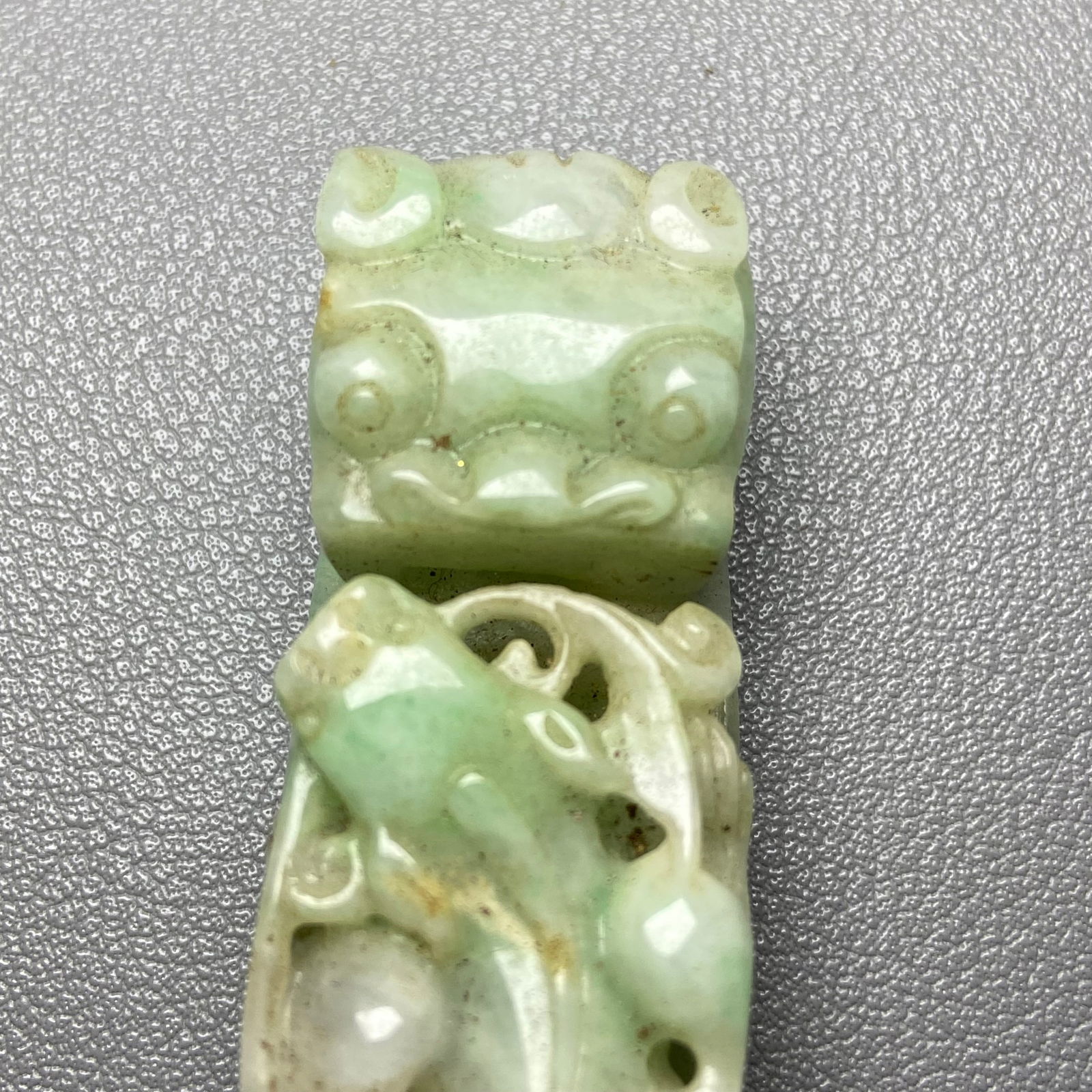Antique Chinese Apple Green Jadeite Jade Dragon Belt Hook - 7